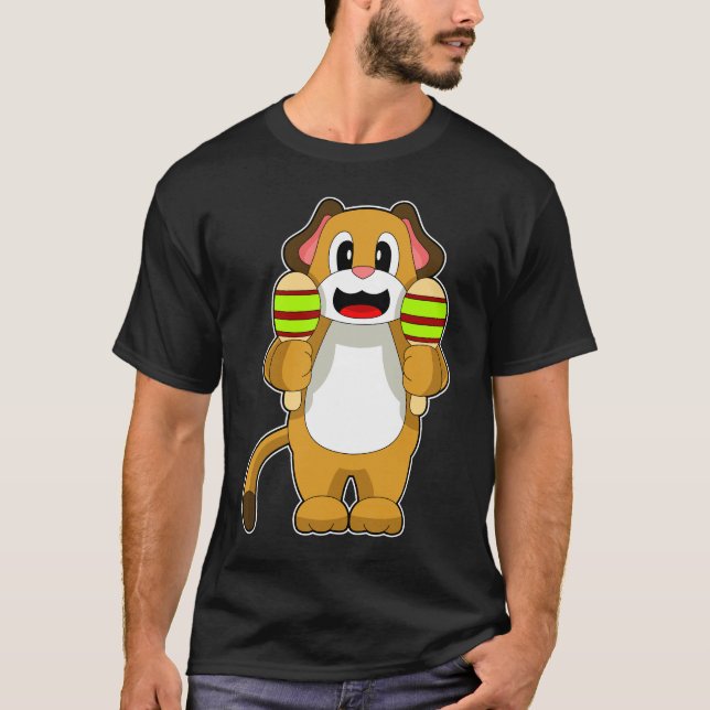 Hund Musician Maracas Music T Shirt (Framsida)