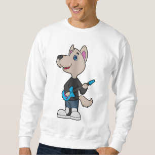 Hund Musiker Gitarr Musik Lång Ärmad Tröja
