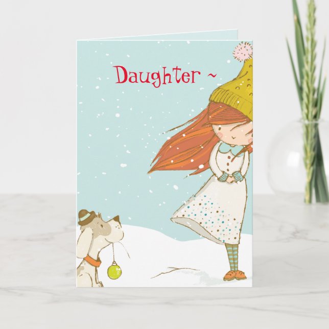 HUND n DAUGHTER CHRISTMAS CARD Tack Kort (Framsida)