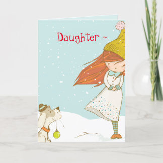 HUND n DAUGHTER CHRISTMAS CARD Tack Kort