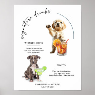 Hund Namnteckning Drink-meny för Bröllop Pub Drink Poster
