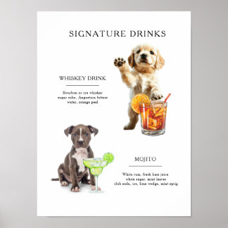 Hund Namnteckning Drink-meny för Bröllop Pub Drink Poster