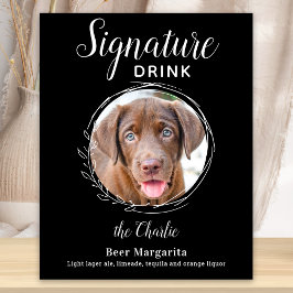 Hund Namnteckning Drink Modern Black Pet Bröllop P Poster
