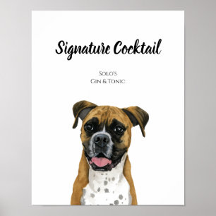 Hund Namnteckning drycksskylt för bröllopsreceptio Poster