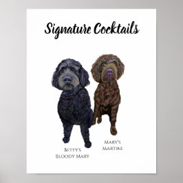Hund Namnteckning drycksskylt för bröllopsreceptio Poster