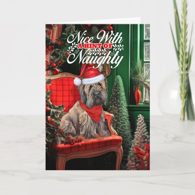 Hund Naughty eller Nice Helgkort (Framsida)