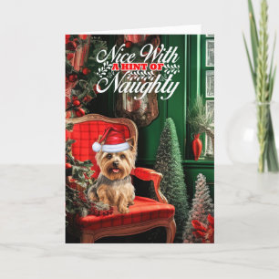 Hund Naughty eller Nice, julgranskhet Helgkort