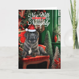Hund Naughty eller Nice vid jul Helgkort