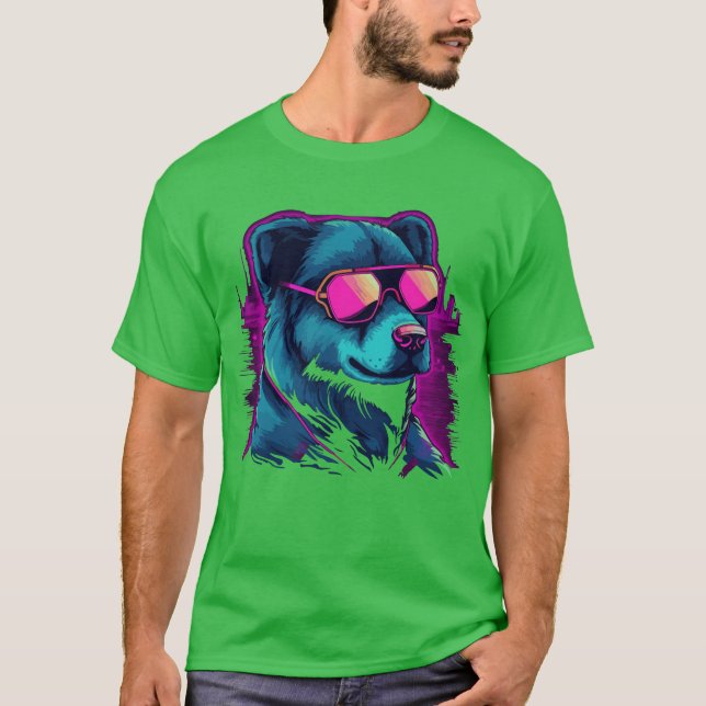 Hund Neon Färg-flicka T Shirt (Framsida)
