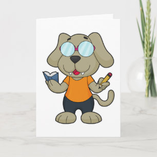 Hund Nerd Bok Glasögon Kort