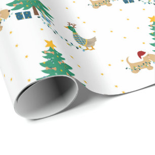 Hund och Anka med Julgran Presentpapper