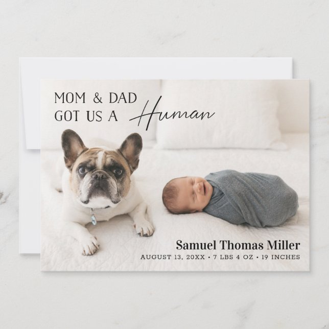 Hund och Baby Birth Meddelande (Framsida)
