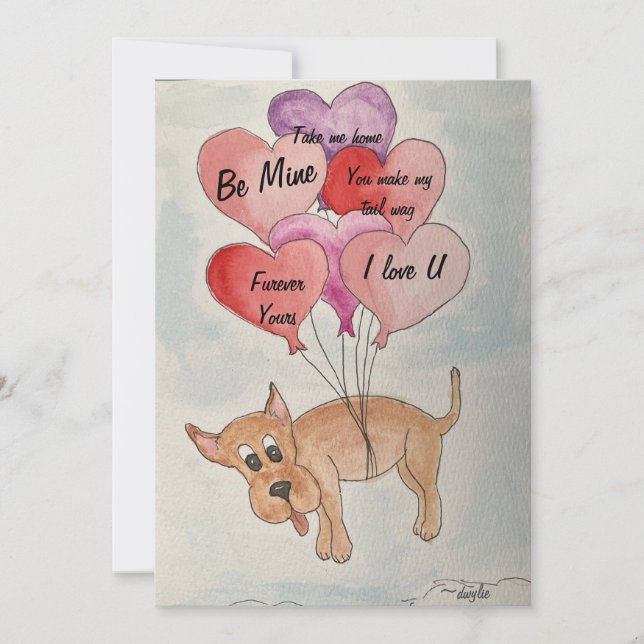 Hund och ballonger julkort (Framsida)