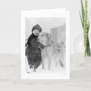 Hund och barn Nome Alaska 1926 Kort