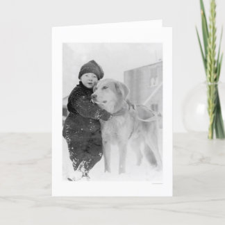 Hund och barn Nome Alaska 1926 Kort