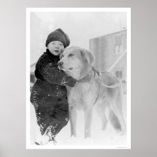 Hund och barn Nome Alaska 1926 Poster