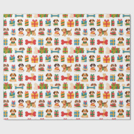 Hund och ben Färgglatt julpresent Presentpapper