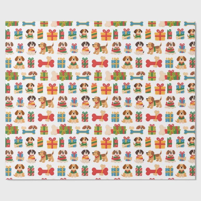 Hund och ben Färgglatt julpresent Presentpapper (Platt)