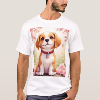 Hund och blommar T-Shirt