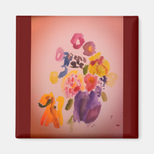 Hund och blommor magnet