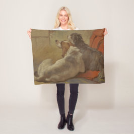 Hund och bojkollie (två Hundar) (djur) Fleecefilt