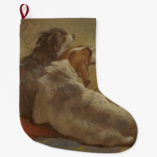 Hund och bojkollie (två Hundar) (djur) Stor Julstrumpa (Framsidan)