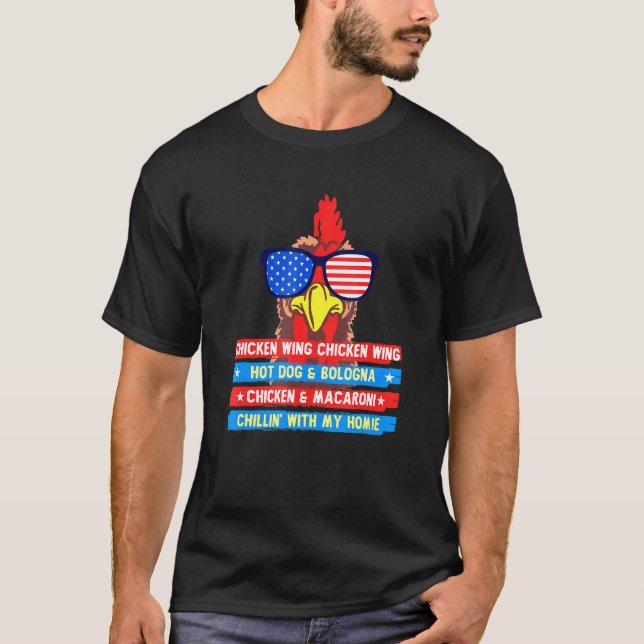 Hund och bologg för Hett av kylkyckling Vinge Ving T Shirt (Framsida)