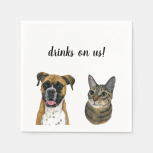 Hund och Cat Cocktail Napkins Pappersservett