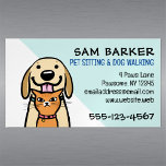Hund och Cat Cute Pet Sitta Funny Animal Lover Magnetiska Visitkort<br><div class="desc">Hämta fler klienter med de här besvärliga magnetiska affärskorten! Rolig hund illustration och kattillustration har en levande gul lab och allvarlig orange tabby katt. En rolig magnet som djurälskarna kommer att njuta av att hålla i kylskåpet för att lätt kunna referera. Underbar för många företag, bland annat husdjursresande, hundvalkare, hund,...</div>