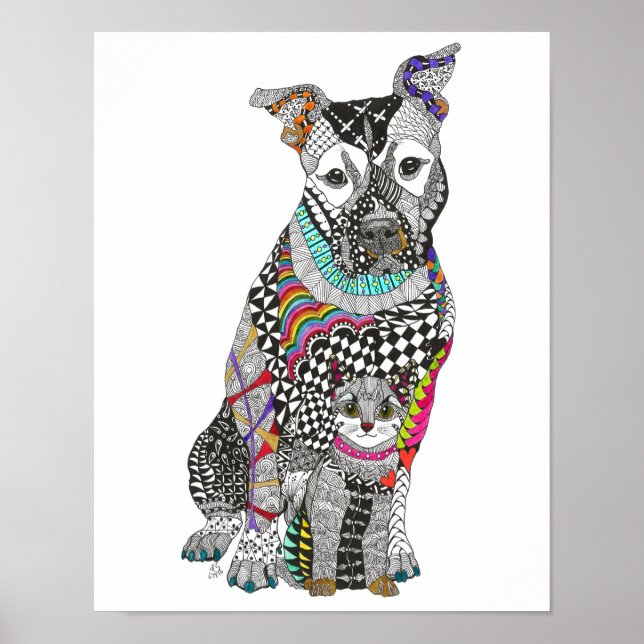 Hund och Cat Guardian Angel Poster - 11"x14" (Framsidan)
