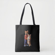 Hund och Cat Hug Tote Bag