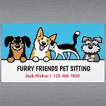Hund och Cat Pet Sitta Cute Animal Care Funny Magnetiska Visitkort<br><div class="desc">Ett roligt magnetiskt affärskort för ditt djuromsorga företag! Den här färglösa designen har söt hundar och en lovvärd tuxedo-katt. Perfekt för hundvalkare, tränare, husdjursresande, veterinärer, dagvård för sällskapsdjur med mera. Gör ett minnesvärt intryck med ett magnetkort för coola som dina kunder vill ha behålla och visning på kylskåpet för att...</div>