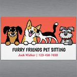 Hund och Cat Pet Sitta Cute Animal Care Funny Magnetiska Visitkort<br><div class="desc">Ett roligt magnetiskt affärskort för ditt djuromsorga företag! Den här färglösa designen har söt hundar och en lovvärd tuxedo-katt. Perfekt för hundvalkare, tränare, husdjursresande, veterinärer, dagvård för sällskapsdjur med mera. Gör ett minnesvärt intryck med ett magnetkort för coola som dina kunder vill ha behålla och visning på kylskåpet för att...</div>