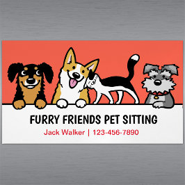 Hund och Cat Pet Sitta Cute Animal Care Funny Magnetiska Visitkort
