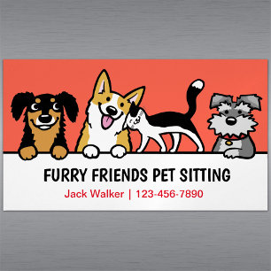 Hund och Cat Pet Sitta Cute Animal Care Funny Magnetiska Visitkort