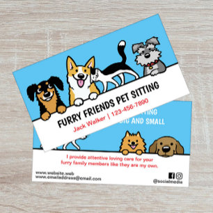 Hund och Cat Pet Sitta Cute Animal Care Funny Visitkort