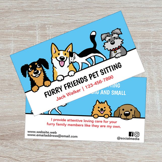 Hund och Cat Pet Sitta Cute Animal Care Funny Visitkort (Skapare uppladdad)