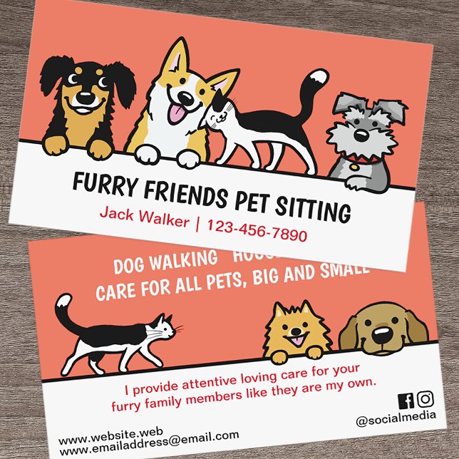 Hund och Cat Pet Sitta Cute Animal Care Funny Visitkort (Skapare uppladdad)