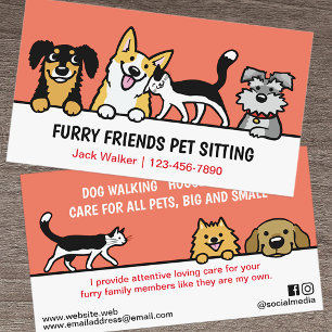 Hund och Cat Pet Sitta Cute Animal Care Funny Visitkort