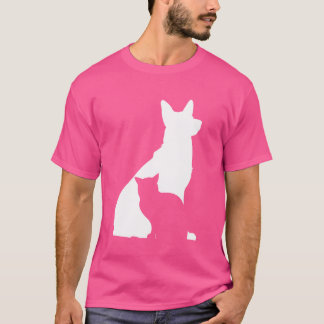 Hund och Cat Silhouette Hund älskare Cat Lover Hun T Shirt