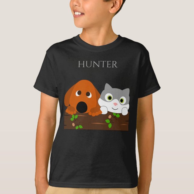 HUND och CAT t-shirt med personlig namn. (Framsida)