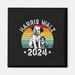 Hund och Cat Vintage Kamala Harris Tim W 2024 Val Magnet