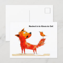 Hund och fågel i vattenfärgen Tecknad vid Svan Helg Vykort