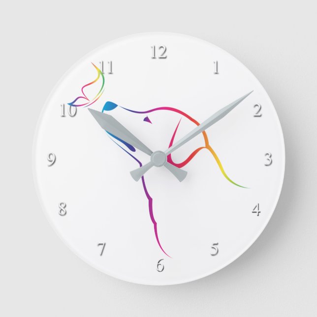 Hund och fjäril rund klocka (Framsida)