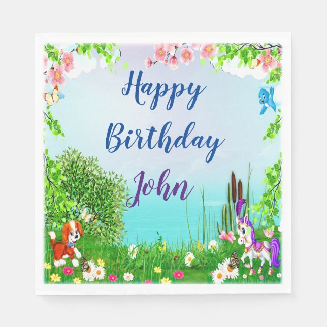 Hund och Födelsedagsfest Pappersservett (Framsidan)