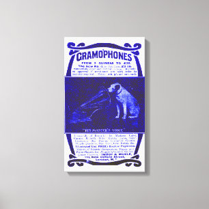 Hund och grammofon canvastryck