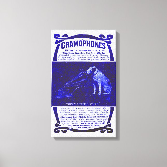 Hund och grammofon canvastryck (Framsida)