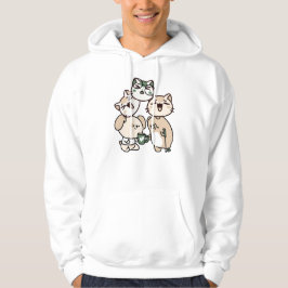 Hund och gris med käpp som dricker kaffe tillsamma hoodie