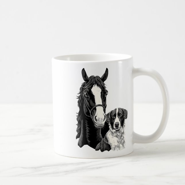 Hund Och Hästälskare Ridning Equestrian Fo Kaffemugg (Höger)