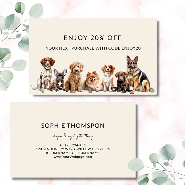 Hund och husdjur hund som går rabattkort (Skapare uppladdad)